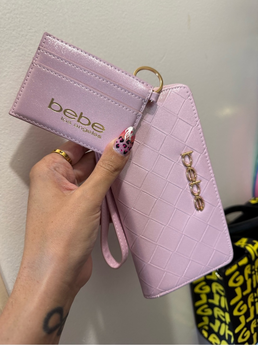 bebe Lavender Quilted Wristlet with Cardholder